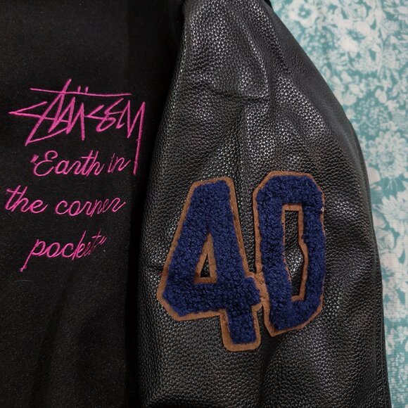 Stussy Black Baseball Jacket - Picture 10 of 14